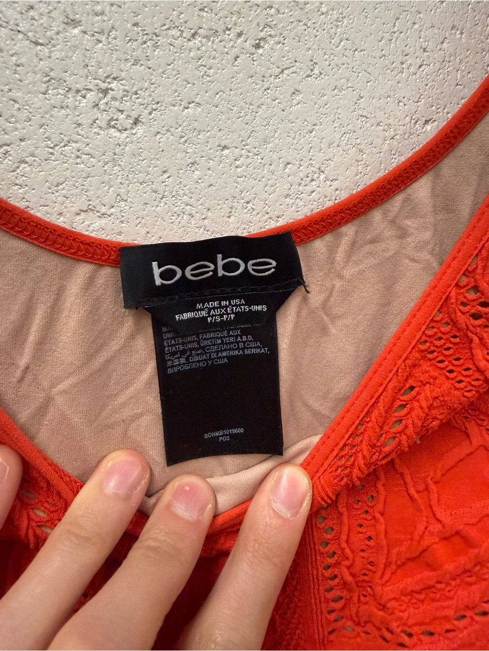 Bebe vintage-inspired Red-Orange Lace Bodycon Dress /XS-S - Picture 4 of 5